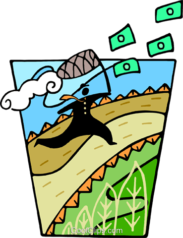 Chasing Dollars With A Butterfly Net Royalty Free Vector - Chasing Dollars With A Butterfly Net Royalty Free Vector (369x480)