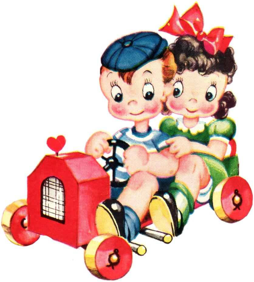 Vintage Cuties In A Car 2 By Jeanicebartzen27 - Clip Art (851x939)