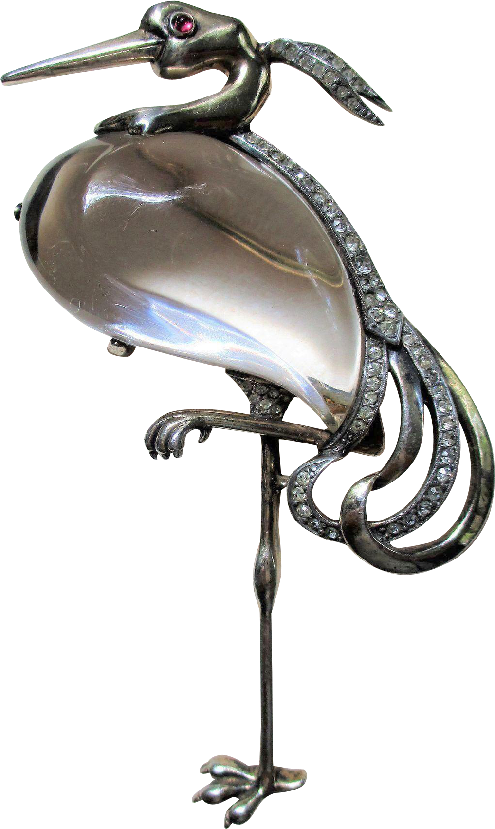 Trifari Sterling Jelly Belly Pin - Water Bird (1700x1700)