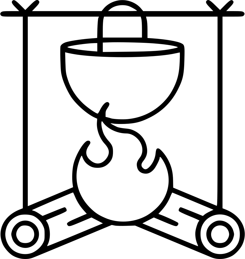 Fire Bonfire Campfire Comments - Cooking Over Fire Black And White Clipart (926x980)