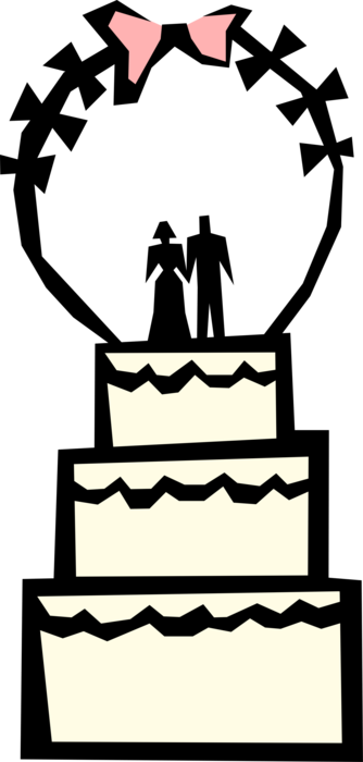 Vector Illustration Of Wedding Cake Traditional Cake - Hochzeitstorte Clipart (334x700)