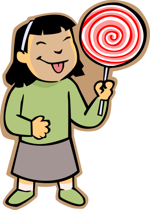 Vector Illustration Of Primary Or Elementary School - Girl With Lollipop Clipart (500x700)