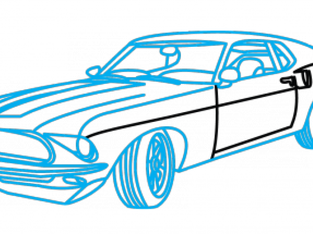Mustang Clipart Blue Mustang - Antique Car (640x480)