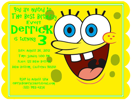 #3 Spongebob Birthday Party Invitation - Spongebob Happy Birthday Party (500x386)