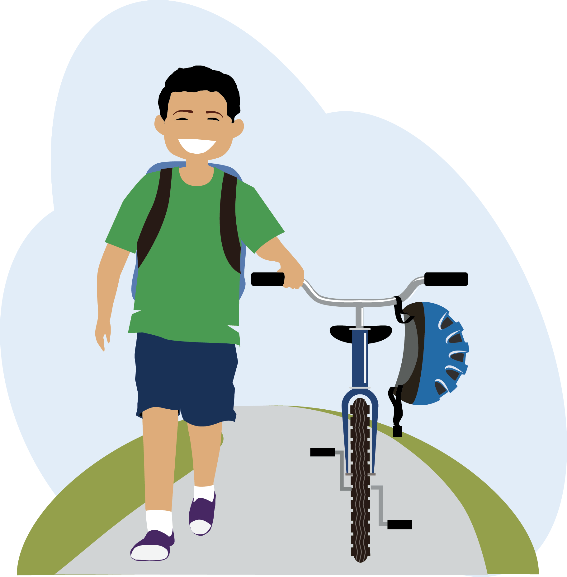Bike With Person Walking Png - Kid Walking Bike (1821x1855)