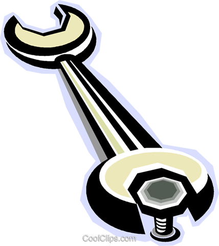 Open End Wrench Royalty Free Vector Clip Art Illustration - Gabelschlüssel Clipart (428x480)