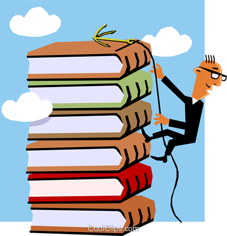 Man Climbing Stack Of Books Royalty Free Vector Clip - Stack Of Books (462x480)