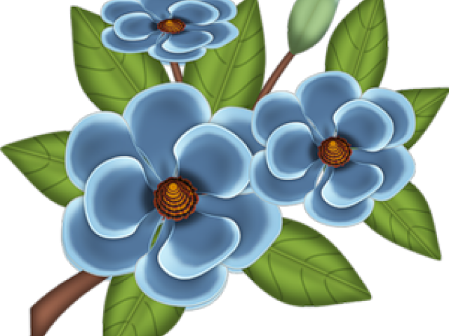 Blue Flower Clipart Album - Dibujos De Flores A Color (640x480)
