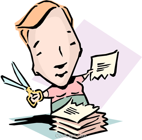 Making Short Work Of It Royalty Free Vector Clip Art - Boy Cutting Paper Clipart (480x476)
