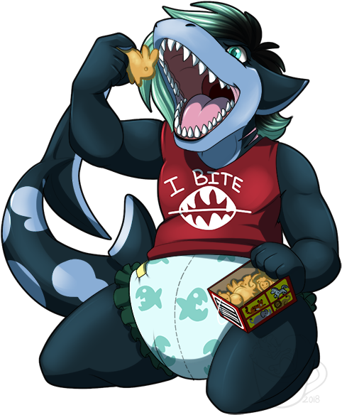 Nom Nom Hangry Shark Commission By Nighttwilightwolf - Cartoon (600x600)