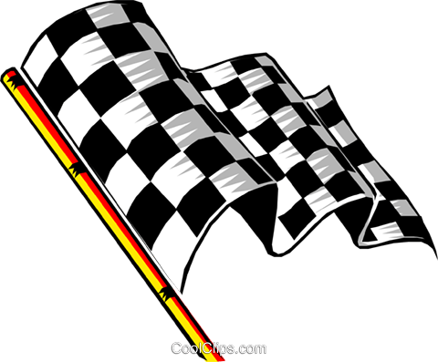 Checkered Flag Royalty Free Vector Clip Art Illustration - Checkered Flag Flowing (480x397)