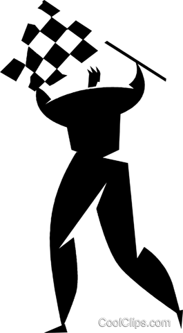 Person With A Checkered Flag Royalty Free Vector Clip - Illustration (265x480)