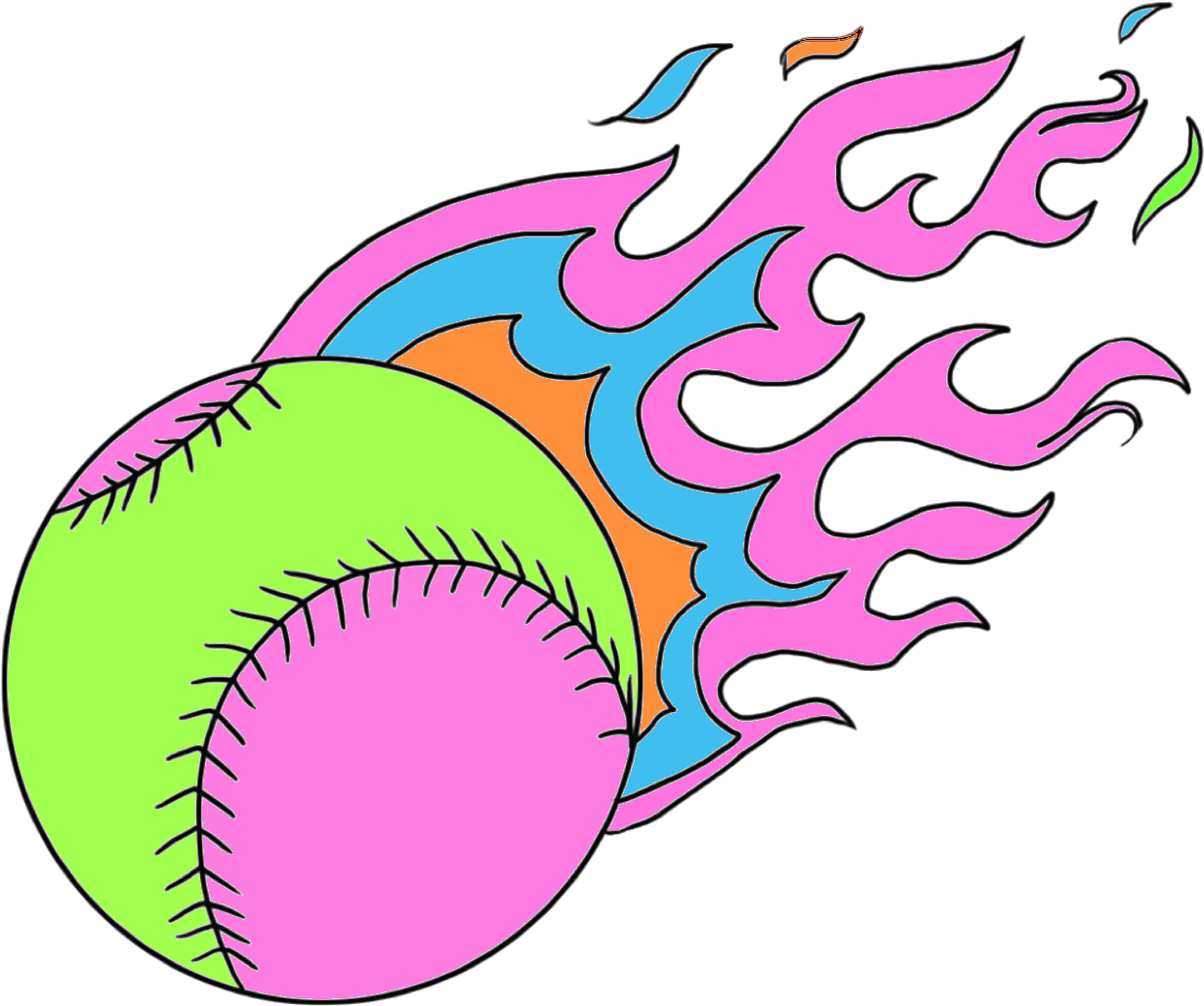 For The Fire Dragons Bright Flaming Softball Fire Dragon, - Draw A Baseball (1280x1280)