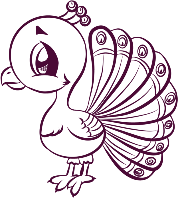 Image Royalty Free Library Line Art Drawing Cartoon - Cartoon Peacock Line Drawing (1024x768)