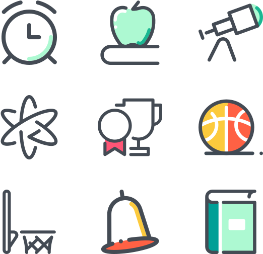 School - 2 Tone Icons (600x564)