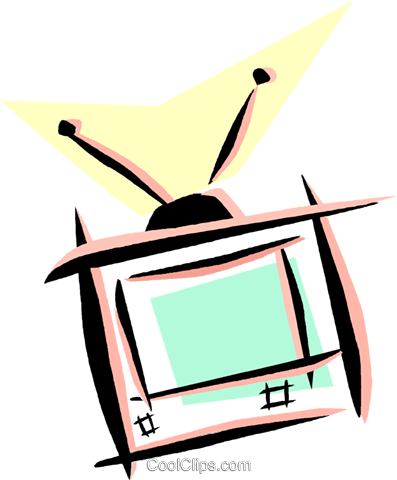 Television With Rabbit Ears Royalty Free Vector Clip - Television With Rabbit Ears Royalty Free Vector Clip (397x480)
