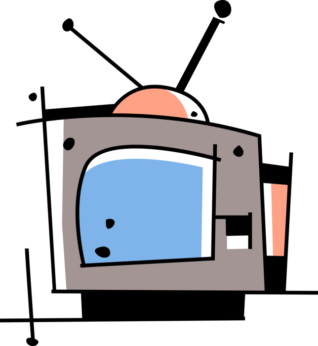 Vector Illustration Of Television Or Tv Set Telecommunication - Vector Illustration Of Television Or Tv Set Telecommunication (644x700)