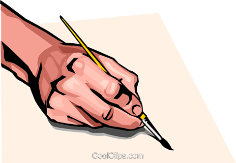 Hand With Paint Brush Royalty Free Vector Clip Art - Brush In Hand Png (480x331)