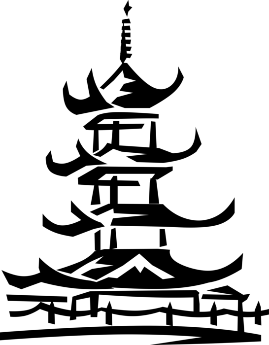 Picture Black And White Stock Japanese Temple Vector - Japanese Temple Vector Png (546x700)
