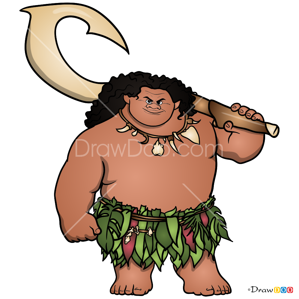 Draw Maui From Moana Step (997x997)