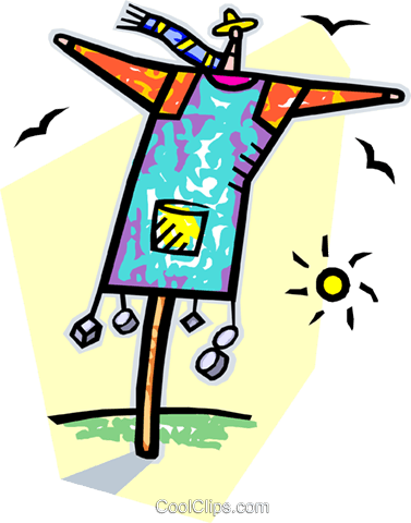 Scarecrow Royalty Free Vector Clip Art Illustration - Scarecrow Royalty Free Vector Clip Art Illustration (377x480)