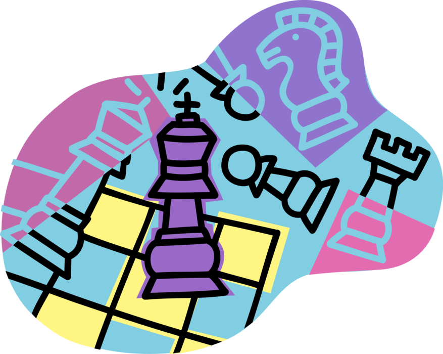Vector Illustration Of Game Of Chess Strategy Board - Vector Illustration Of Game Of Chess Strategy Board (877x700)