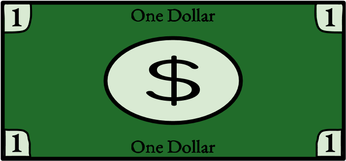 One Dollar Bill, 1, Single - Sign - (816x1056) Png Clipart Download