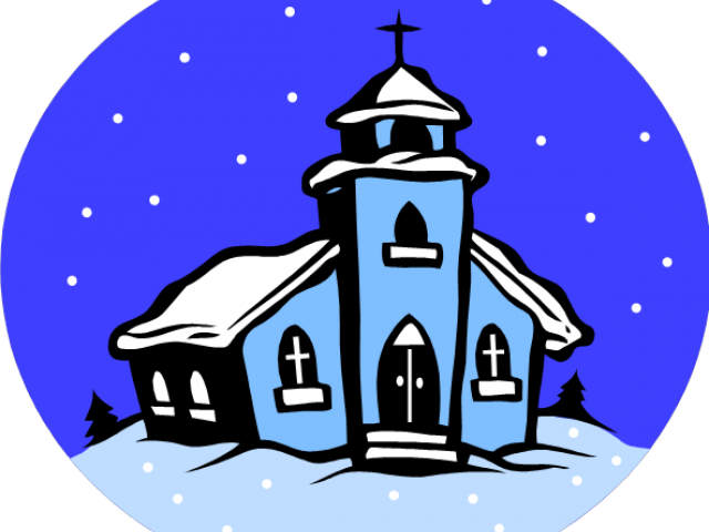 Flying Birds Clipart - Church Cartoon Winter (640x480)