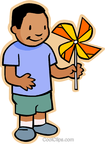 Menino Com Catavento Livre De Direitos Vetores Clip - Pinwheel (351x480)