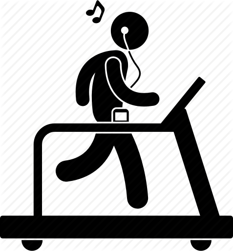 Treadmill Clipart Exercise - Listening To Music Silhouette Png (477x512)