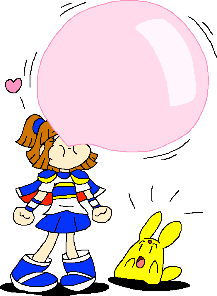 Carbuncle Watching Arle Blowing Bubble Gum By Pokegirlrules - Cartoon (777x1019)