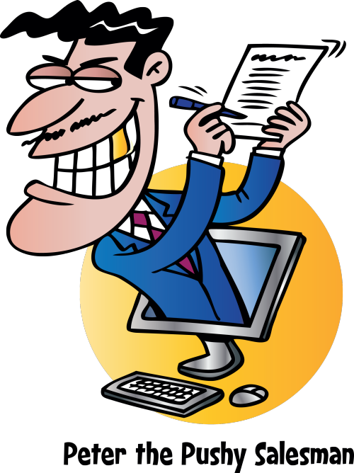 Marketing Clipart Salesman - Pushy Salesman Clipart (500x668)