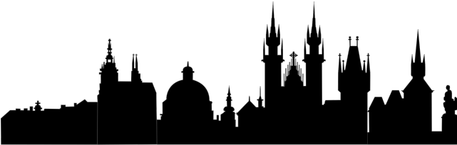 Prague Cliparts - Prague Skyline Silhouette (640x480)