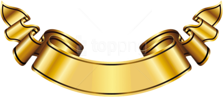 Free Png Download Large Gold Banner Clipart Png Photo - Gold Ribbon Banner Png (850x372)