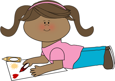 Girl Coloring Clipart - Color A Picture Clipart (450x319)