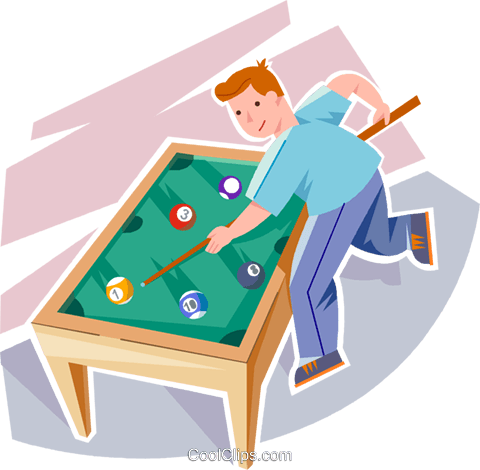 Boy Playing Pool Royalty Free Vector Clip Art Illustration - Cartoon (480x470)