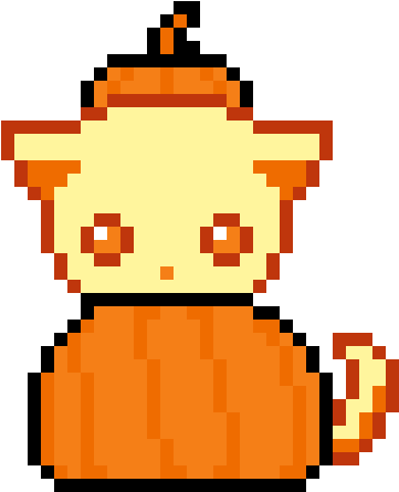 Pumpkin Pie - Pixel Art Pumpkin Cat (1200x1200)