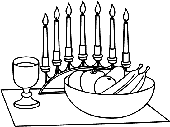 Kwanzaa And The Food Coloring Pages - Kwanzaa Candles Drawing (630x441)