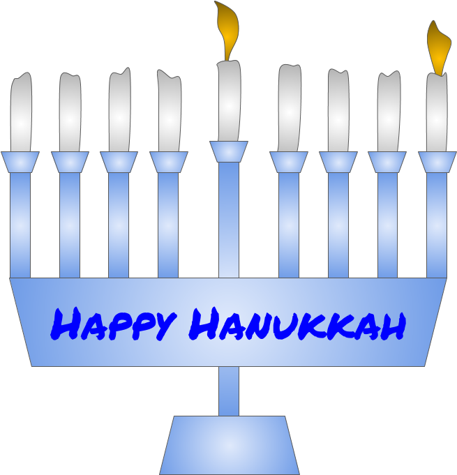 Menorah, Hanukkah, First Night Candle Lit, Blue, - Graphic Design (960x720)