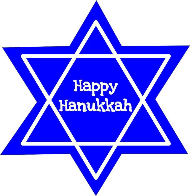 Happy Hanukkah, Star Of David, Black And White, - Yds Haridham Sokhda (816x1056)