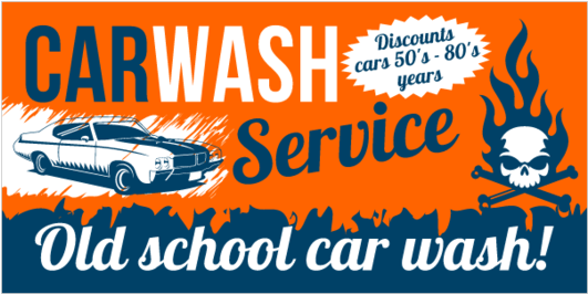 Car Wash Vinyl Banner With Flaming Skull And Muscle - Antarctic And Southern Ocean Coalition (560x560)