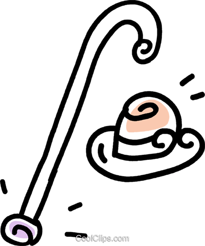 Cana E Do Chapéu Livre De Direitos Vetores Clip Art - Line Art (400x480)