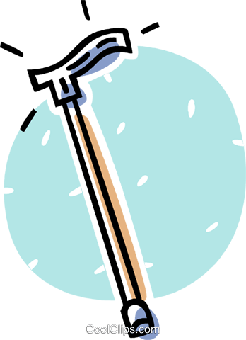 Cana Livre De Direitos Vetores Clip Art Ilustração - Walking Cane Clip Art (348x480)