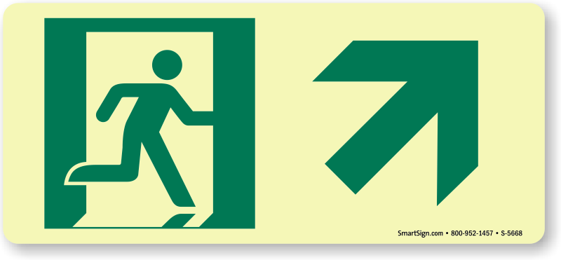 Zoom, Price, Buy - Emergency Exit Sign To The Right Down (800x371)