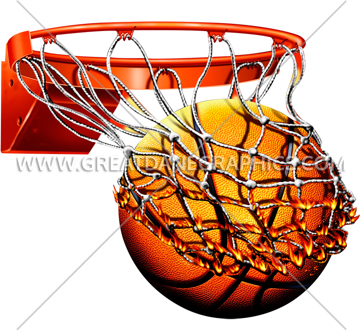 Flaming Basketball With Net - Basketball In Net Png (825x678)