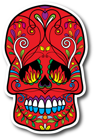 Sugar Skull Vinyl Sticker - Skull (600x600)