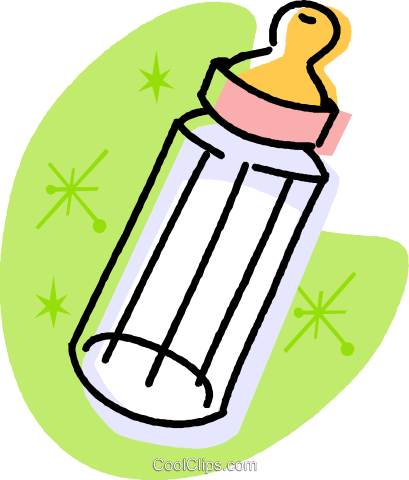 Baby Bottle Royalty Free Vector Clip Art Illustration - Baby Bottle Baby Toys Cartoon (409x480)