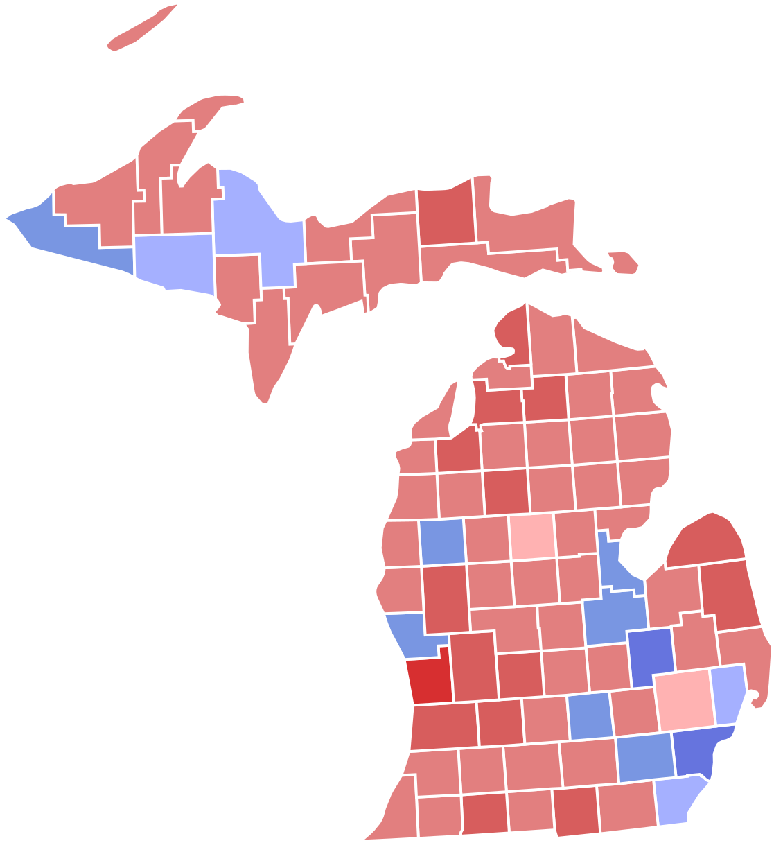 2000 United States Senate Election In Michigan - Michigan 2016 Election Map (1200x1309)