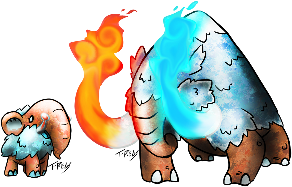Thermal Mammoth Fakemon By T-reqs - Fire Ice Type Fakemon (1024x666)