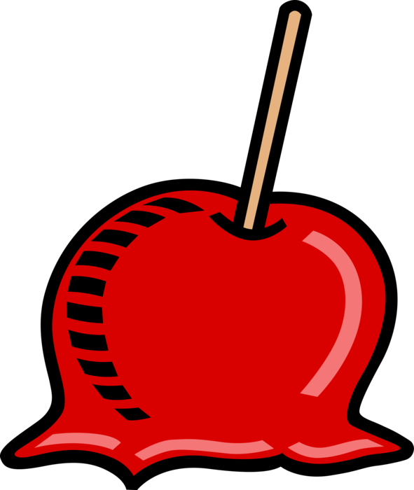 Candy Apple Royalty Free Vector Clip Art Illustration - Pomme D Amour Vectoriel (591x700)